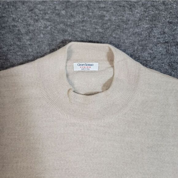 Vtg Gran Sasso Mens Golf Sweater Size 2XL Beige Wool Pullover Mock Neck - Picture 4 of 12
